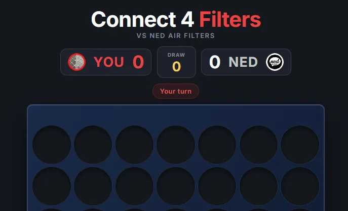 Connect 4 Filters board with air-filter chips